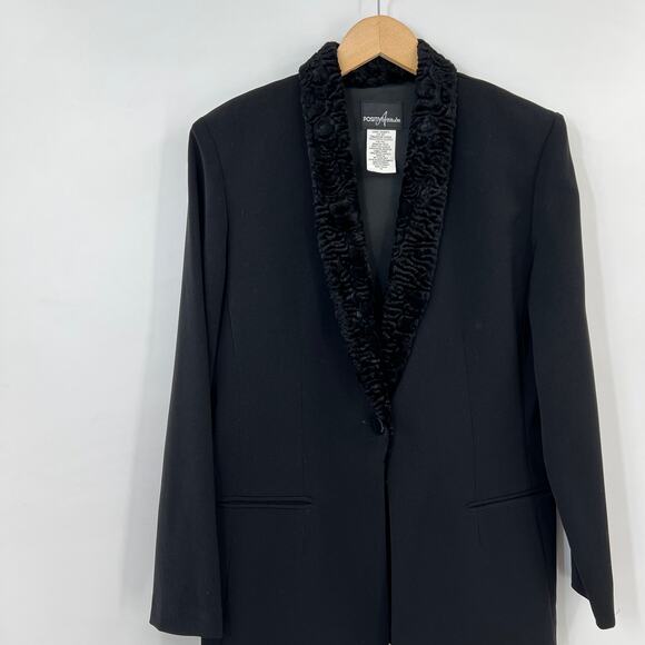 90s Vintage Positive Attitude Long Velvet Collar Retro Blazer - Picture 4 of 4